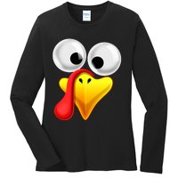 Thanksgiving Turkey Face Matching Family Costume Gift Ladies Long Sleeve Shirt