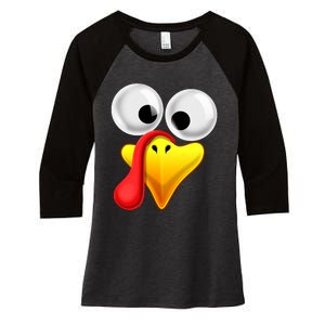 Thanksgiving Turkey Face Matching Family Costume Gift Women's Tri-Blend 3/4-Sleeve Raglan Shirt