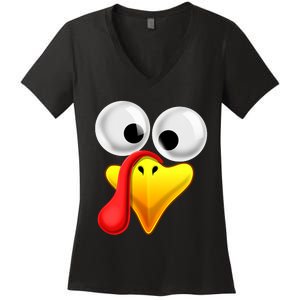 Thanksgiving Turkey Face Matching Family Costume Gift Women's V-Neck T-Shirt