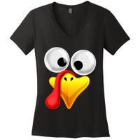 Thanksgiving Turkey Face Matching Family Costume Gift Women's V-Neck T-Shirt