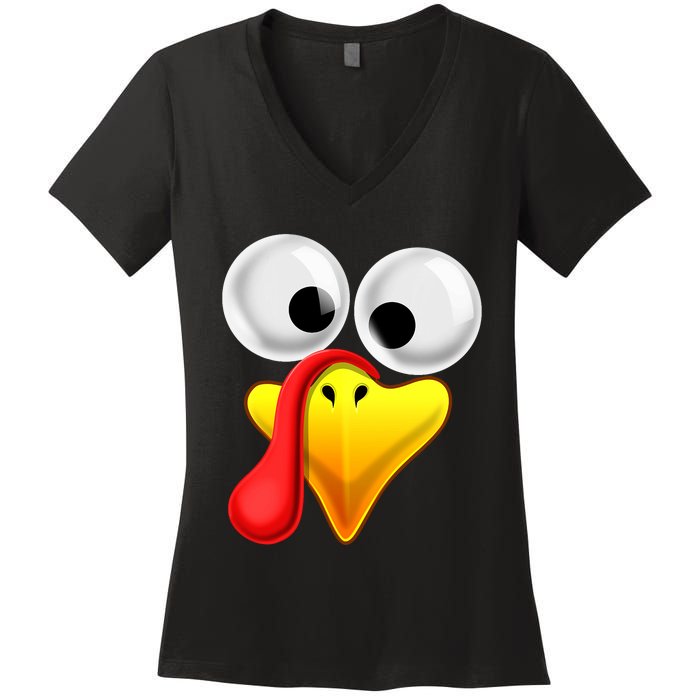 Thanksgiving Turkey Face Matching Family Costume Gift Women's V-Neck T-Shirt