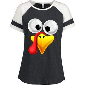 Thanksgiving Turkey Face Matching Family Costume Gift Enza Ladies Jersey Colorblock Tee