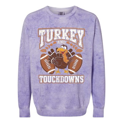 Turkey Touchdowns Football Holiday Celebration Fun Gift Colorblast Crewneck Sweatshirt