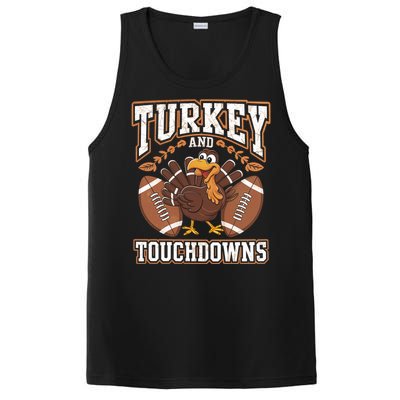 Turkey Touchdowns Football Holiday Celebration Fun Gift PosiCharge Competitor Tank