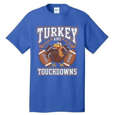 Turkey Touchdowns Football Holiday Celebration Fun Gift Tall T-Shirt