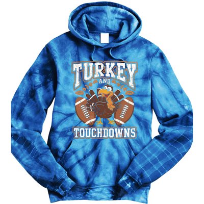 Turkey Touchdowns Football Holiday Celebration Fun Gift Tie Dye Hoodie