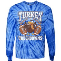 Turkey Touchdowns Football Holiday Celebration Fun Gift Tie-Dye Long Sleeve Shirt