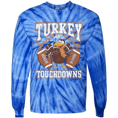 Turkey Touchdowns Football Holiday Celebration Fun Gift Tie-Dye Long Sleeve Shirt