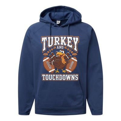 Turkey Touchdowns Football Holiday Celebration Fun Gift Performance Fleece Hoodie