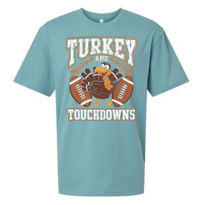 Turkey Touchdowns Football Holiday Celebration Fun Gift Sueded Cloud Jersey T-Shirt