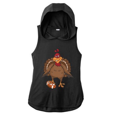 Thanksgiving Turkey Football Great Gift Ladies PosiCharge Tri-Blend Wicking Draft Hoodie Tank