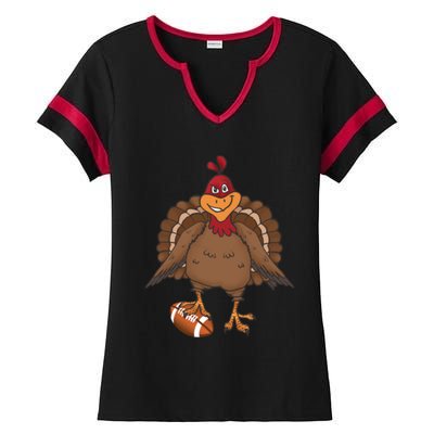 Thanksgiving Turkey Football Great Gift Ladies Halftime Notch Neck Tee