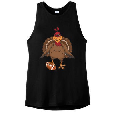 Thanksgiving Turkey Football Great Gift Ladies PosiCharge Tri-Blend Wicking Tank