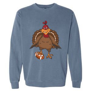 Thanksgiving Turkey Football Great Gift Garment-Dyed Sweatshirt