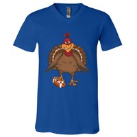 Thanksgiving Turkey Football Great Gift V-Neck T-Shirt