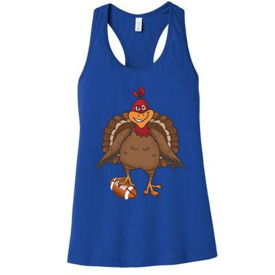 Thanksgiving Turkey Football Great Gift Women's Racerback Tank