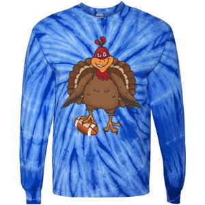 Thanksgiving Turkey Football Great Gift Tie-Dye Long Sleeve Shirt