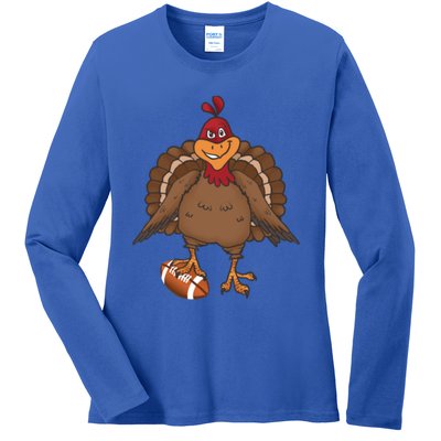 Thanksgiving Turkey Football Great Gift Ladies Long Sleeve Shirt