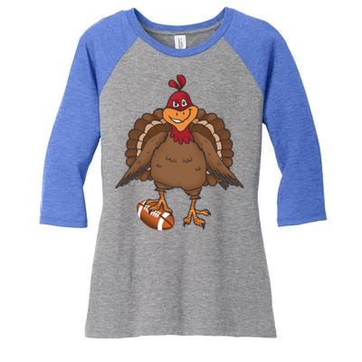 Thanksgiving Turkey Football Great Gift Women's Tri-Blend 3/4-Sleeve Raglan Shirt