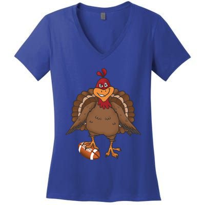 Thanksgiving Turkey Football Great Gift Women's V-Neck T-Shirt