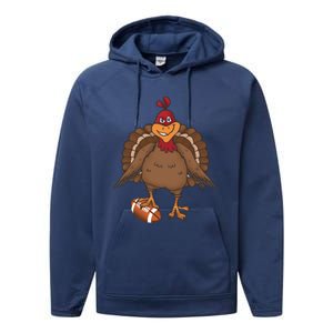 Thanksgiving Turkey Football Great Gift Performance Fleece Hoodie