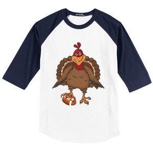 Thanksgiving Turkey Football Great Gift Baseball Sleeve Shirt