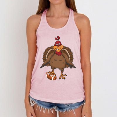 Thanksgiving Turkey Football Great Gift Women's Knotted Racerback Tank