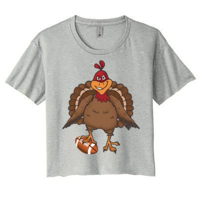 Thanksgiving Turkey Football Great Gift Women's Crop Top Tee