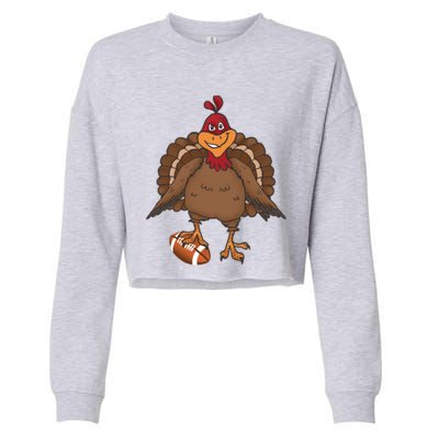 Thanksgiving Turkey Football Great Gift Cropped Pullover Crew