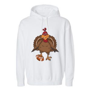 Thanksgiving Turkey Football Great Gift Garment-Dyed Fleece Hoodie