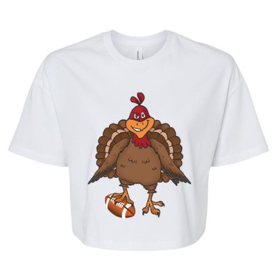 Thanksgiving Turkey Football Great Gift Bella+Canvas Jersey Crop Tee