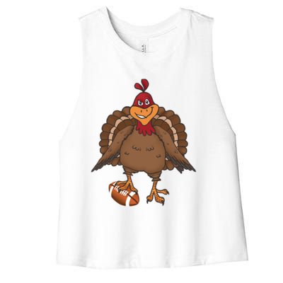 Thanksgiving Turkey Football Great Gift Women's Racerback Cropped Tank