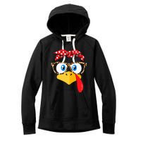 Thanksgiving Turkey Face Leopard Print Glasses Women's Fleece Hoodie