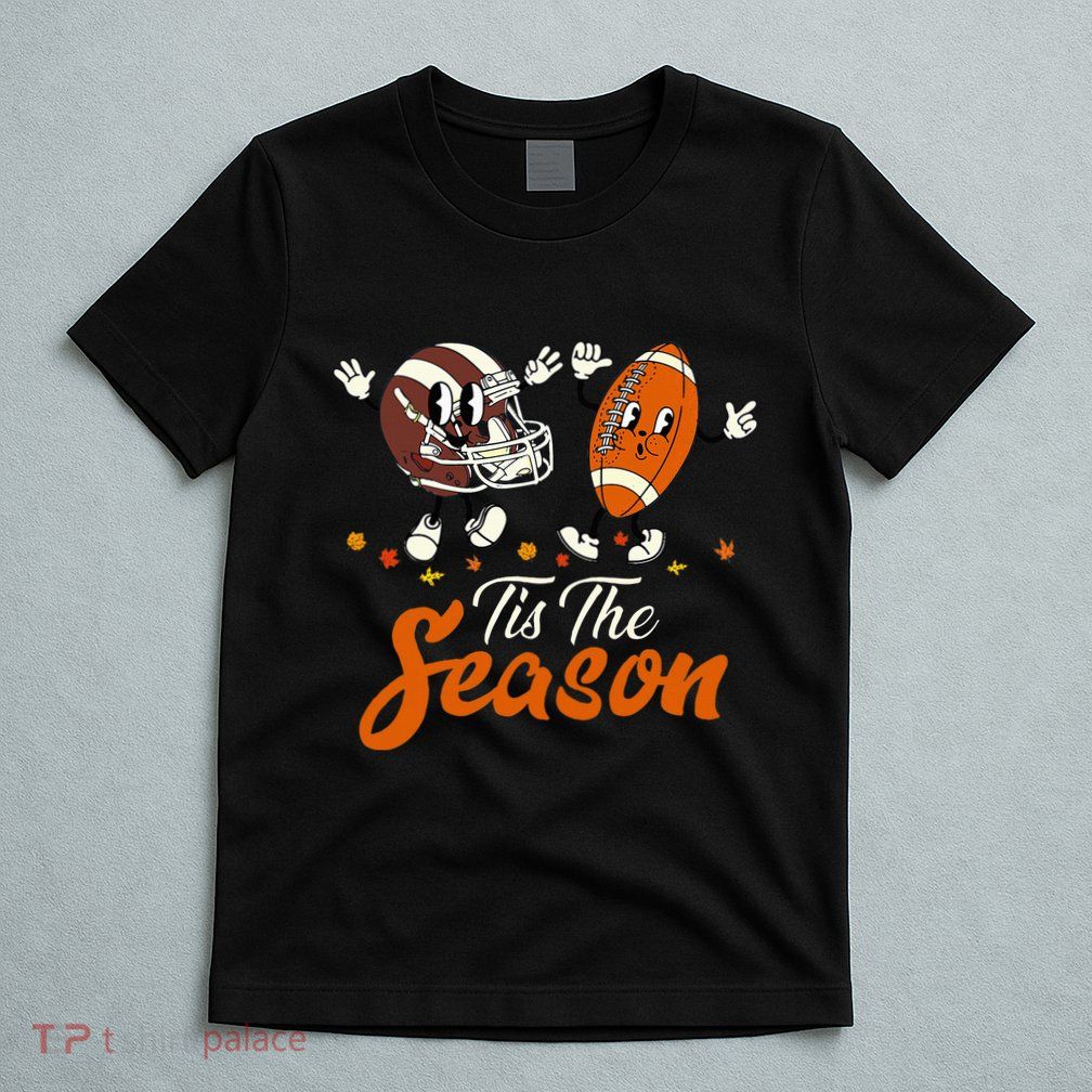 Tis The Fall Season Football Game Day Groovy Thanksgiving T-Shirt