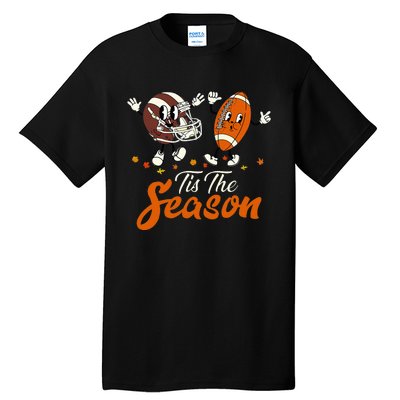 Tis The Fall Season Football Game Day Groovy Thanksgiving Tall T-Shirt