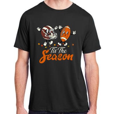 Tis The Fall Season Football Game Day Groovy Thanksgiving Adult ChromaSoft Performance T-Shirt