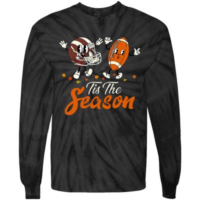 Tis The Fall Season Football Game Day Groovy Thanksgiving Tie-Dye Long Sleeve Shirt