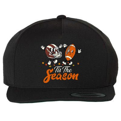 Tis The Fall Season Football Game Day Groovy Thanksgiving Wool Snapback Cap