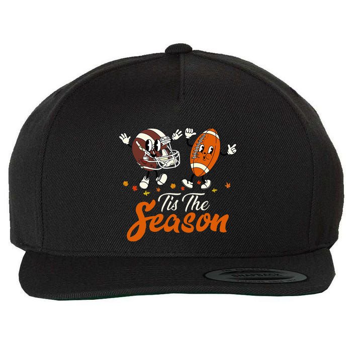 Tis The Fall Season Football Game Day Groovy Thanksgiving Wool Snapback Cap