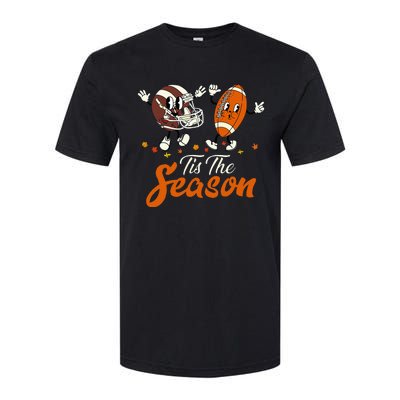 Tis The Fall Season Football Game Day Groovy Thanksgiving Softstyle CVC T-Shirt