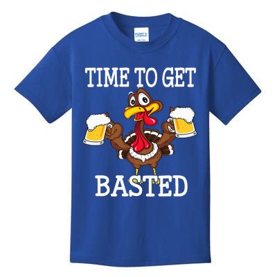 Thanksgiving Turkey Funny Time To Get Basted Beer Kids T-Shirt