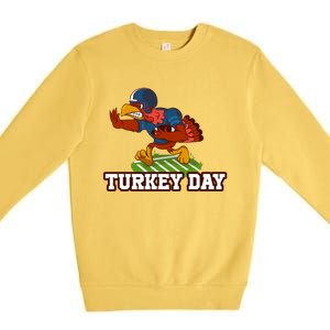 Thanksgiving Turkey Football Gift Premium Crewneck Sweatshirt