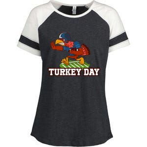 Thanksgiving Turkey Football Gift Enza Ladies Jersey Colorblock Tee