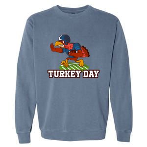 Thanksgiving Turkey Football Gift Garment-Dyed Sweatshirt