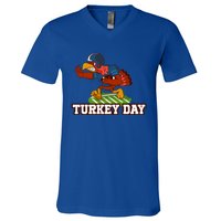 Thanksgiving Turkey Football Gift V-Neck T-Shirt