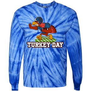 Thanksgiving Turkey Football Gift Tie-Dye Long Sleeve Shirt