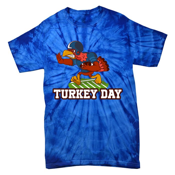 Thanksgiving Turkey Football Gift Tie-Dye T-Shirt