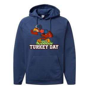 Thanksgiving Turkey Football Gift Performance Fleece Hoodie