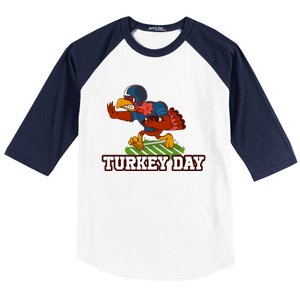 Thanksgiving Turkey Football Gift Baseball Sleeve Shirt