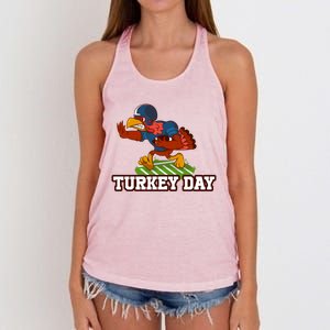 Thanksgiving Turkey Football Gift Women's Knotted Racerback Tank